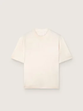 Cămășă unisex Star din bumbac, în alb vintage, cu imprimeu negru pe spate