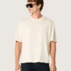 Cămășă unisex Star din bumbac, în alb vintage, cu imprimeu negru pe spate
