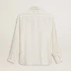 Cămașă bărbătească oversized, de culoare albă uzată, cu dungi verticale