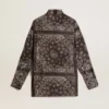 Cămașă de pijama în nuanță de gri antracit cu imprimeu paisley