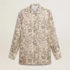 Cămașă de pijama pentru femei din amestec de mătase, cu imprimeu floral