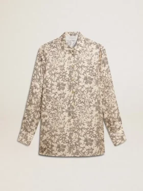 Cămașă de pijama pentru femei din amestec de mătase, cu imprimeu floral