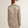 Cămașă de pijama pentru femei din amestec de mătase, cu imprimeu floral