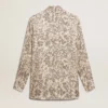 Cămașă de pijama pentru femei din amestec de mătase, cu imprimeu floral