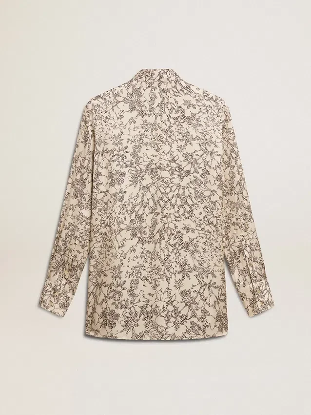 Cămașă de pijama pentru femei din amestec de mătase, cu imprimeu floral
