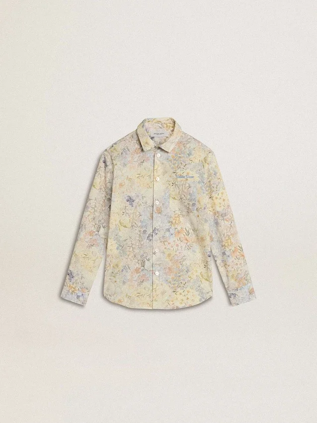 Cămașă din bumbac pentru fete, cu imprimeu floral multicolor
