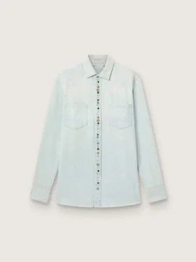 Cămașă din denim decolorat pentru bărbați, cu ținte ciocănite