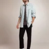 Cămașă din denim decolorat pentru bărbați, cu ținte ciocănite