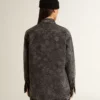 Cămașă din denim negru pentru femei, cu model floral ton sur ton