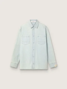 Cămașă largă pentru bărbați din denim albastru deschis