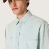 Cămașă largă pentru bărbați din denim albastru deschis