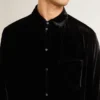 Cămașă neagră cu efect de catifea și broderie