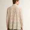 Cămașă oversized din dantelă transparentă de culoare crem