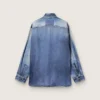 Cămașă oversized pentru femei, cu efect de denim uzat