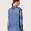 Cămașă oversized pentru femei, cu efect de denim uzat