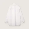 Cămașă oversized pentru femei din bumbac alb, cu detalii plisate și nasturi prețioși