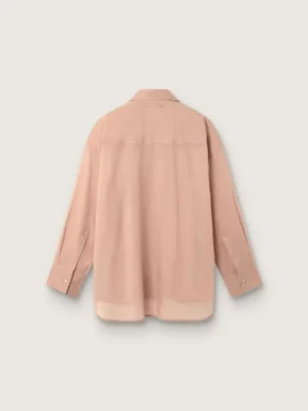Cămașă oversized pentru femei din voal de bumbac coral cu detalii plisate