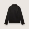 Cămașă pentru bărbați din twill de lână negru cu detalii din satin negru