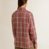 Cămașă pentru femei cu broderie în carouri roz, nisipiu și gri