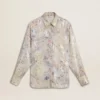 Cămașă pentru femei cu imprimeu floral multicolor din paiete