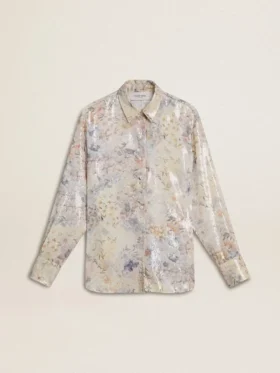 Cămașă pentru femei cu imprimeu floral multicolor din paiete