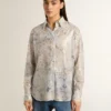 Cămașă pentru femei cu imprimeu floral multicolor din paiete