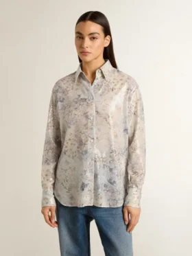 Cămașă pentru femei cu imprimeu floral multicolor din paiete