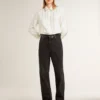 Cămașă pentru femei cu model cu dungi verticale și broderie cu cristale