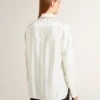 Cămașă pentru femei cu model cu dungi verticale și broderie cu cristale