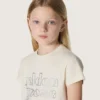 Cămășa pentru fete „Journey” din jersey de bumbac alb cu ținte argintii