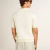 Cămășa polo albă pentru bărbați, din tricot jacquard