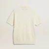 Cămășa polo albă pentru bărbați, din tricot jacquard