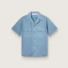 Cămașă unisex din denim albastru deschis, cu broderie pe spate