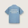 Cămașă unisex din denim albastru deschis, cu broderie pe spate