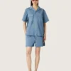Cămașă unisex din denim albastru deschis, cu broderie pe spate
