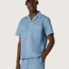 Cămașă unisex din denim albastru deschis, cu broderie pe spate