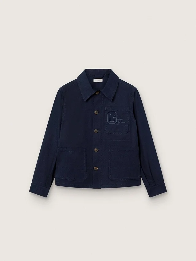 Cămașă unisex Journey din pânză de bumbac albastră cu logo brodat