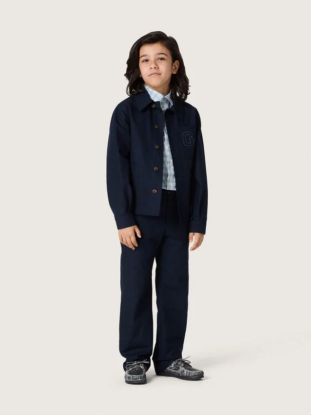Pantaloni chino unisex Journey din pânză de bumbac albastră cu logo brodat