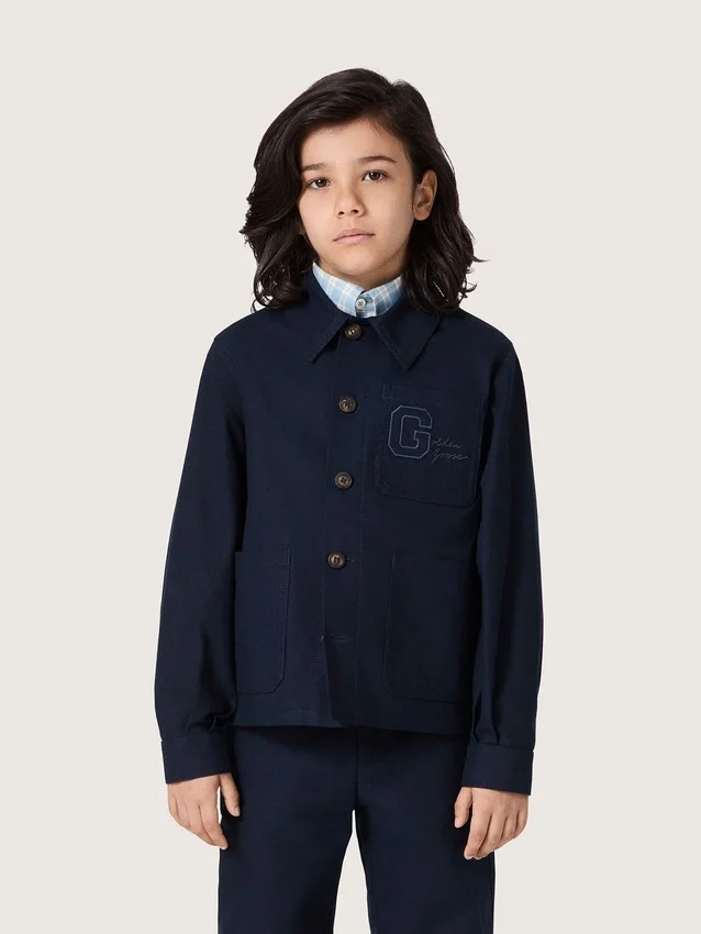 Cămașă unisex Journey din pânză de bumbac albastră cu logo brodat