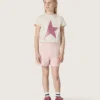 Cămășile pentru fete „Star” din jersey de bumbac alb cu stea roz strălucitoare