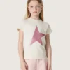 Cămășile pentru fete „Star” din jersey de bumbac alb cu stea roz strălucitoare