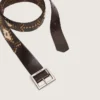 Curea pentru bărbați Sierra din piele spălată de culoare mahon, cu ținte decorative