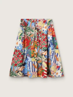 Fustă din bumbac pentru femei cu imprimeu multicolor