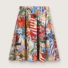 Fustă din bumbac pentru femei cu imprimeu multicolor