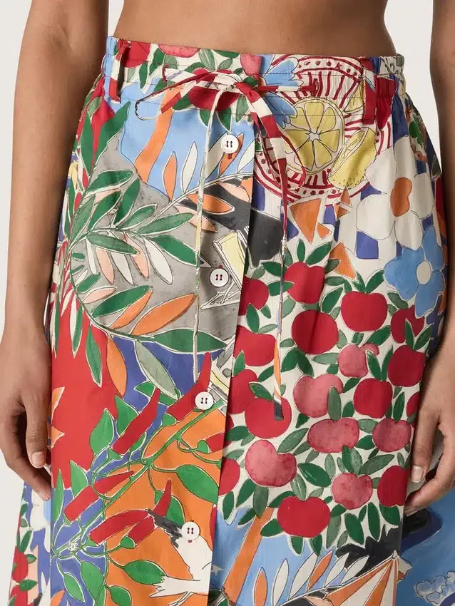 Fustă din bumbac pentru femei cu imprimeu multicolor