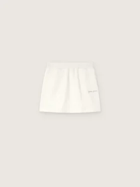 Fustă mini pentru fete „Journey” din fleece de bumbac alb, cu cristale și broderii