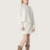 Fustă mini pentru fete „Journey” din fleece de bumbac alb, cu cristale și broderii