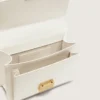 Geanta Venezia din piele cu textură în relief, de culoarea untului, cu detalii aurii