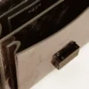 Geanta Venezia din piele metalizată gri antracit cu detalii negre