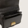 Geanta Venezia din piele neagră cu aspect uzat și detalii aurii